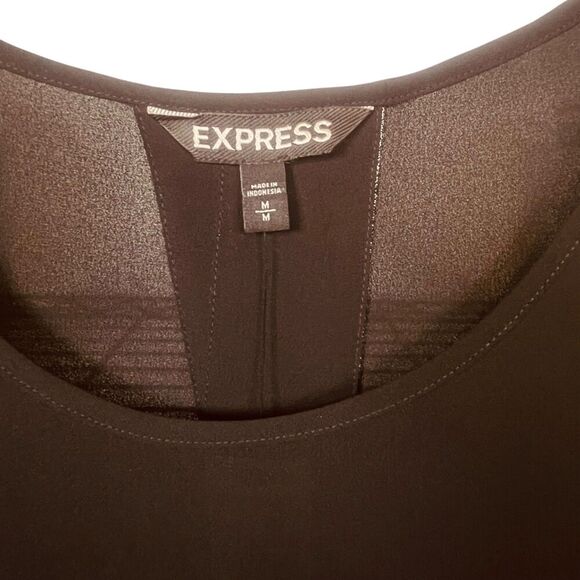Express | Black Metallic Trim Sleeveless Tank Top with Back Slit Size M | NWT - Picture 5 of 10